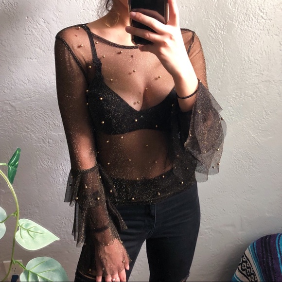 Vintage Tops - NWT VTG shimmery sheer blouse